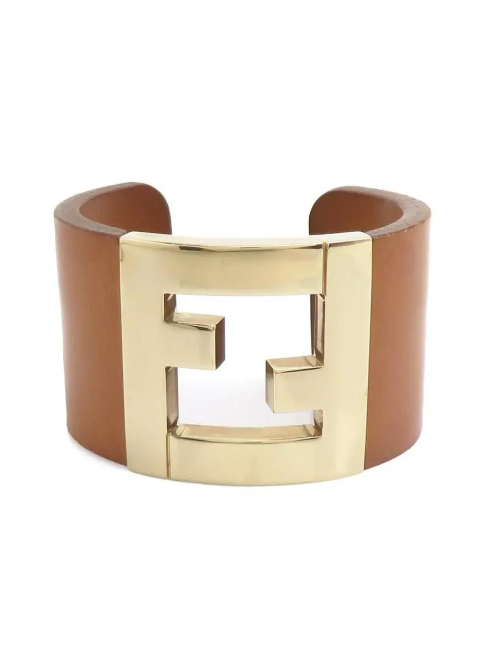 Auth Fendi Bangle Bracelet Brown/Gold #302724F19B